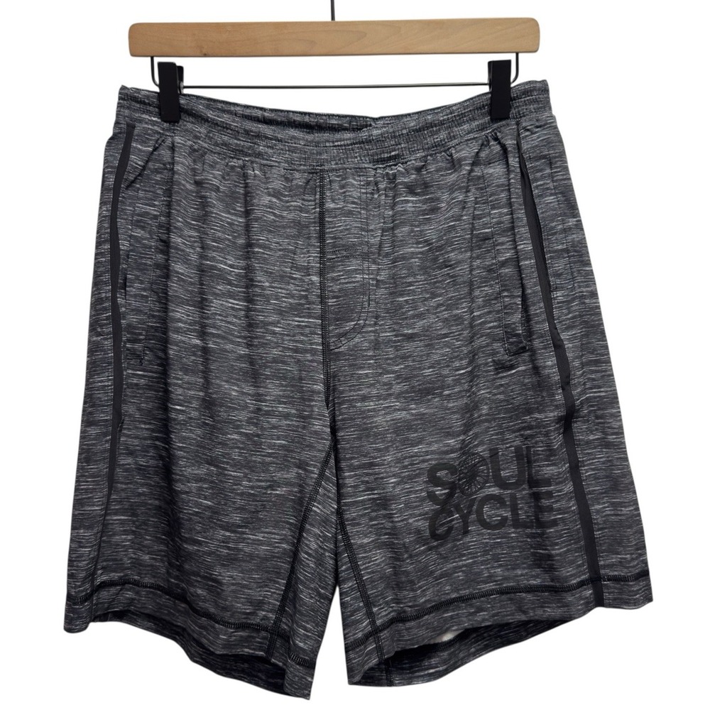 Lululemon x Soul Cycle Men's Size L Black/White Pace Breaker Lined 9" Shorts euc